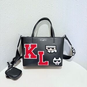 Karl Lagerfeld KL Logo Black Shoulder Bag With Coin Wallet Bag NWT